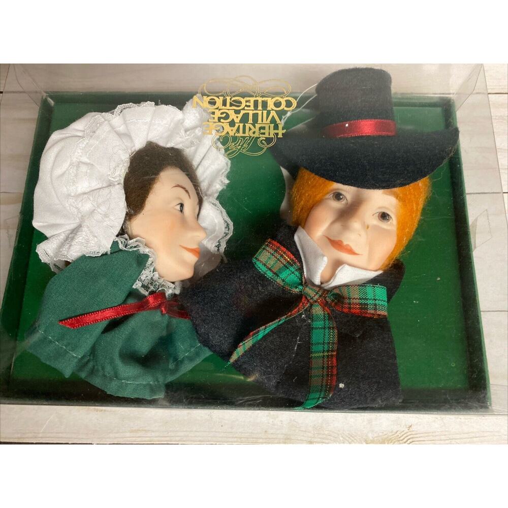 NOS Dept 56 Byers Carolers Man And Woman Ornaments Heritage Vintage